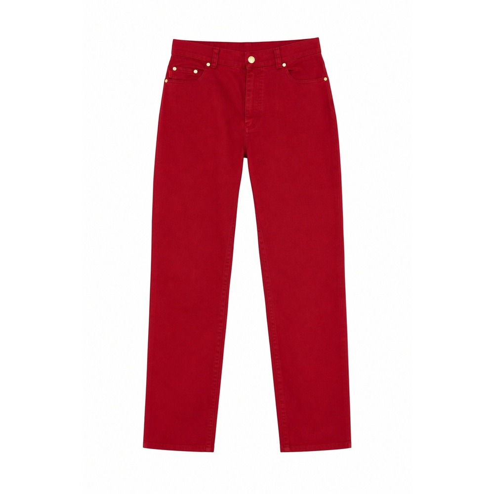 Lauren Ralph Lauren Red High Rise Straight‎ Leg Jeans Gold Hardware Size 6